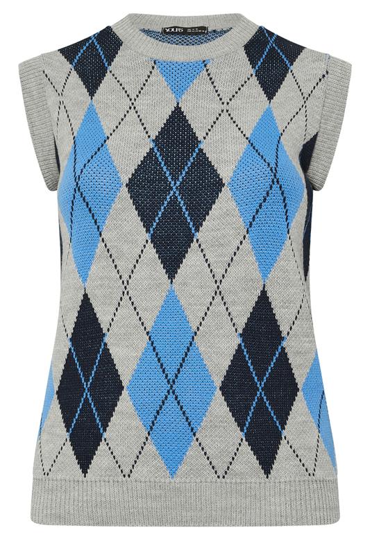Blue Argyle Knitted Vest Top